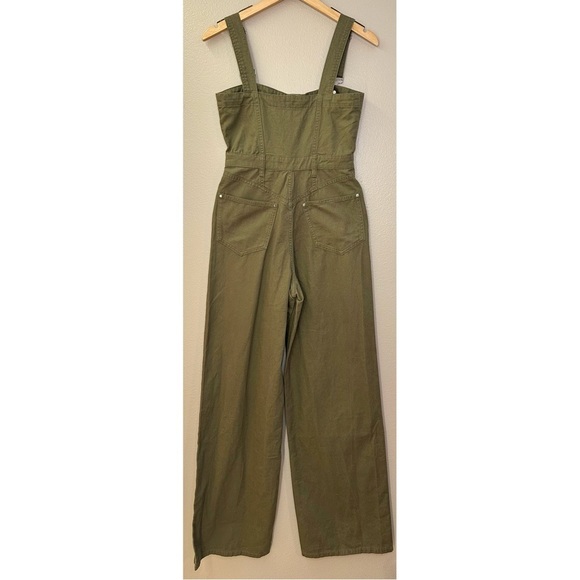 NWT WeWoreWhat Cotton Linen Bustier Jumpsuit in Olive Green Overalls Wide Leg - Picture 8 of 10